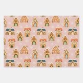 Pink Weihnachten Lebkuchen Kekse Schneeflocken Geschenkpapier Set (Vorderseite)