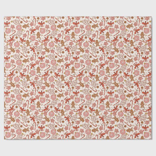 Pink Weihnachten Lebkuchen Männer Geschenkpapier (Flach)