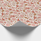 Pink Weihnachten Lebkuchen Männer Geschenkpapier (Ecke)