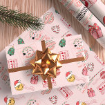 Pink Weihnachten Niedliche Personalisierte Baby Ki Geschenkpapier<br><div class="desc">Retro Weihnachten Niedliche Personalisierte Baby Kinder</div>