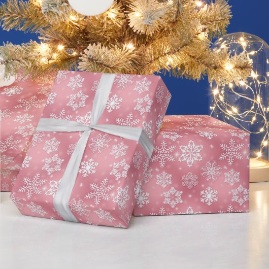 Pink Weihnachten Schneeflocke Urlaubspapier Geschenkpapier (Feiertage)