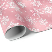 Pink Weihnachten Schneeflocke Urlaubspapier Geschenkpapier (Rolleneckpunkt)