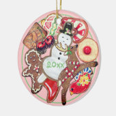 Pink Weihnachts-Cookie-Börsenplatz Name Keramik Ornament (Links)