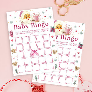 Pink Weihnachts-Cookie Kinderdusche Bingo Spiel Einladung