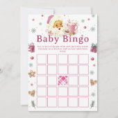 Pink Weihnachts-Cookie Kinderdusche Bingo Spiel Einladung (Vorderseite)