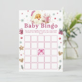 Pink Weihnachts-Cookie Kinderdusche Bingo Spiel Einladung (Stehend Vorderseite)