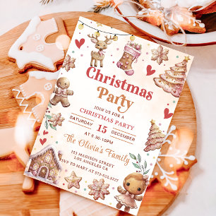 Pink Weihnachts-Cookie Weihnachts-Party Einladung