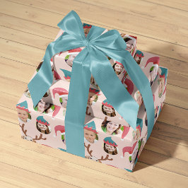 Pink Weihnachts-Crew Sechs Foto Custom Gift Wrap Geschenkpapier Set