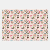 Pink Weihnachts-Crew Sechs Foto Custom Gift Wrap Geschenkpapier Set (Vorderseite 2)