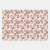 Pink Weihnachts-Crew Sechs Foto Custom Gift Wrap Geschenkpapier Set (Vorderseite)