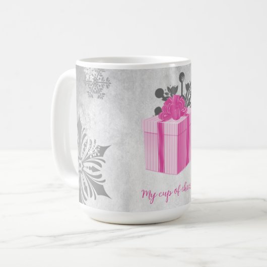 Pink Weihnachts-Geschenk Feiertag Tasse (Vorderseite Links)