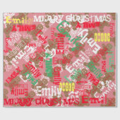 Pink Weihnachts Gingerbread Geschenk Wrap Name änd Geschenkpapier (Flach)