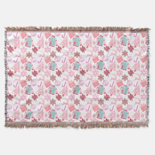 Pink Weihnachts-Ornament Muster 02 Decke (Vorderseite)