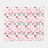 Pink Weihnachts-Ornament Muster 02 Fleecedecke (Vorderseite (Horizontal))