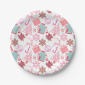 Pink Weihnachts-Ornament Muster 02 Pappteller (Vorderseite)