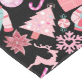 Pink Weihnachts-Ornament Muster 02 Tischdecke (Schrägansicht)