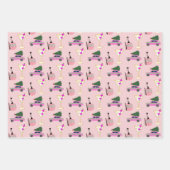 Pink Weihnachts-Party Geschenkpapier Set (Vorderseite)