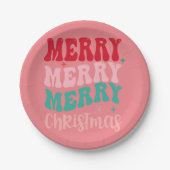 Pink Weihnachts-Party Pappteller (Vorderseite)