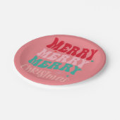 Pink Weihnachts-Party Pappteller (Schrägansicht)