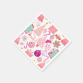 Pink Weihnachts-Ziermuster Serviette (Ecke)