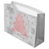 Pink Weihnachtsbaum Geschenktasche Große Geschenktüte (Rückseite Schrägansicht)