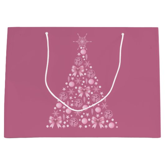 Pink Weihnachtsbaum Geschenktasche Große Geschenktüte (Vorderseite)