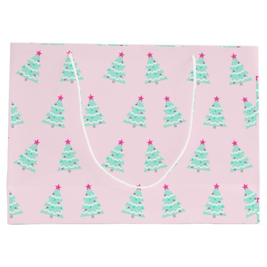 Pink Weihnachtsbaum Geschenktasche Große Geschenktüte (Rückseite)
