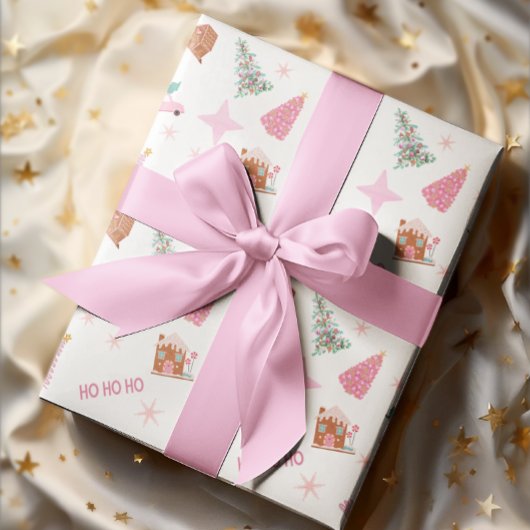 Pink Weihnachtsbaum Gingerbret Wrapping Paper Geschenkpapier Set