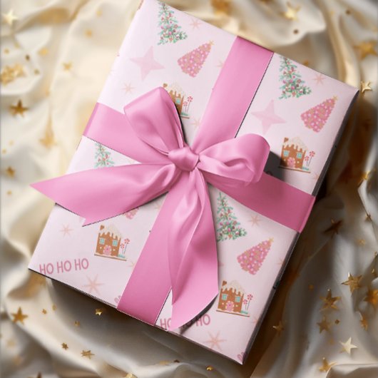 Pink Weihnachtsbaum Gingerbret Wrapping Paper Geschenkpapier Set