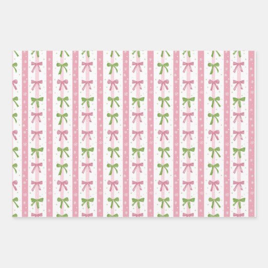 Pink Weihnachtsbaum Gingerbrot Häuser Bows Geschenkpapier Set (Vorderseite 2)