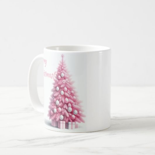 Pink Weihnachtsbaum Kaffee Cup Kaffeetasse (Vorderseite Links)