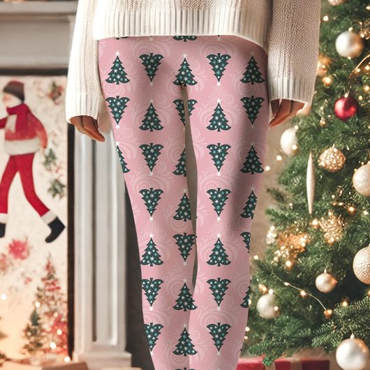 Pink Weihnachtsbaum Pattern Urlaub Leggings