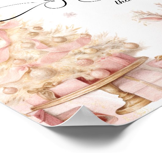 Pink Weihnachtsbaum und Baby Deer Cards und Gesche Poster (Ecke)