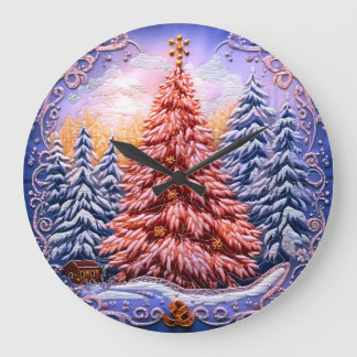 Pink Weihnachtsbaum Wall Clock Große Wanduhr