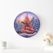 Pink Weihnachtsbaum Wall Clock Große Wanduhr (Zuhause)