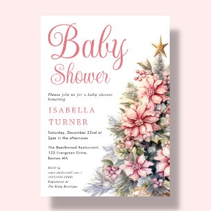 Pink Weihnachtsbaum Winter Babydusche Einladung