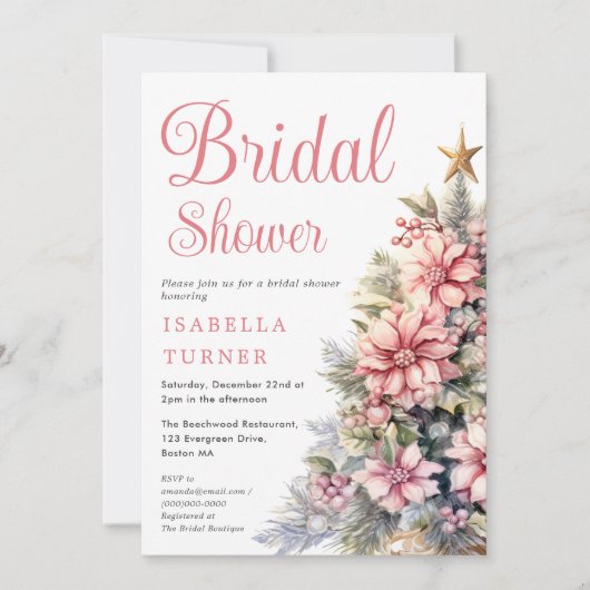 Pink | Weihnachtsbaum Winter Brautparty Einladung (Vorderseite)