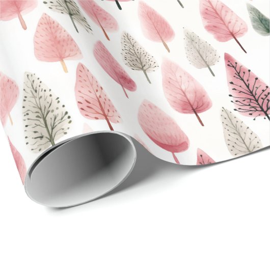 Pink Weihnachtsbaum Wrapping Paper Geschenkpapier (Rolleneckpunkt)