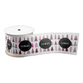 Pink Weihnachtsbaumen Logo der Custom Business Com Satinband (Spule)