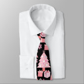 Pink Weihnachtsbaumen Muster Black BG Krawatte (Gebunden)