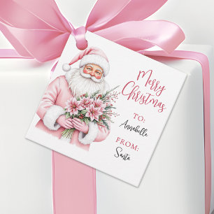 Pink Weihnachtsgeschenk Aufkleber Geschenkanhänger