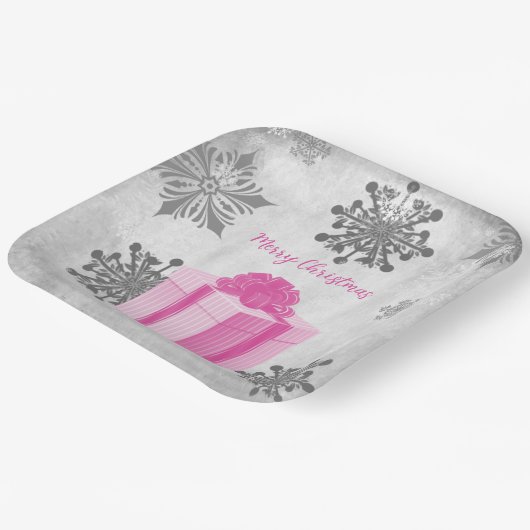 Pink Weihnachtsgeschenk Papiertafel Pappteller (Gewinkelt)