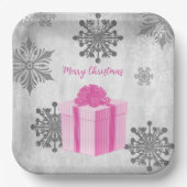 Pink Weihnachtsgeschenk Papiertafel Pappteller (Vorderseite)