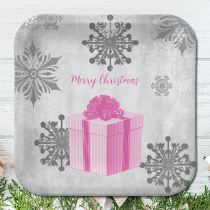 Pink Weihnachtsgeschenk Papiertafel Pappteller