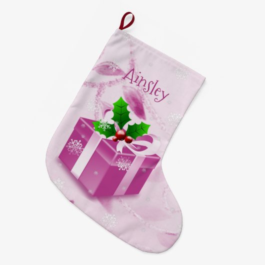 Pink Weihnachtsgeschenk Strumpf Großer Weihnachtsstrumpf (Vorderansicht (hängend))