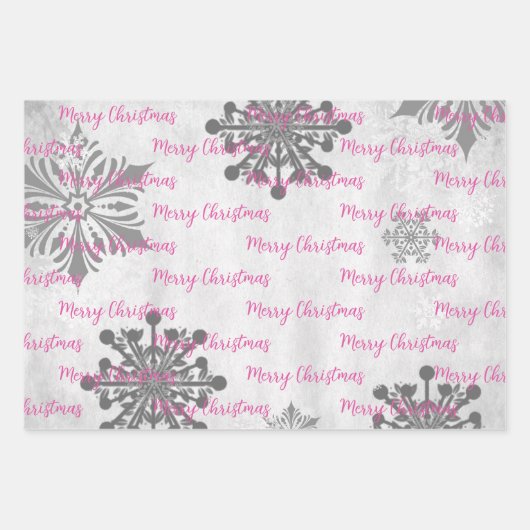 Pink Weihnachtsgeschenk Wrapping Paper Sheets Geschenkpapier Set (Vorderseite 3)