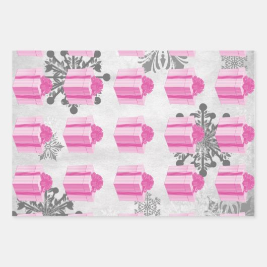 Pink Weihnachtsgeschenk Wrapping Paper Sheets Geschenkpapier Set (Vorderseite 2)