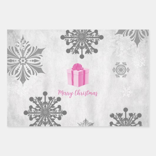 Pink Weihnachtsgeschenk Wrapping Paper Sheets Geschenkpapier Set (Vorderseite)