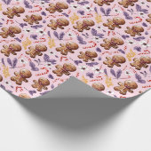 Pink Weihnachtsgingerbrot und Candy Canes Geschenkpapier (Ecke)