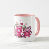 Pink Weihnachtskaffee & Latte Holiday Tasse (VorderseiteRechts)